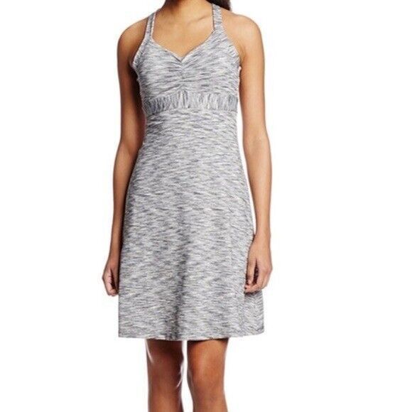 prAna Dresses & Skirts - PrAna Dress Size Small White Black Amaya Space Dye Built In Bra Stretch Short